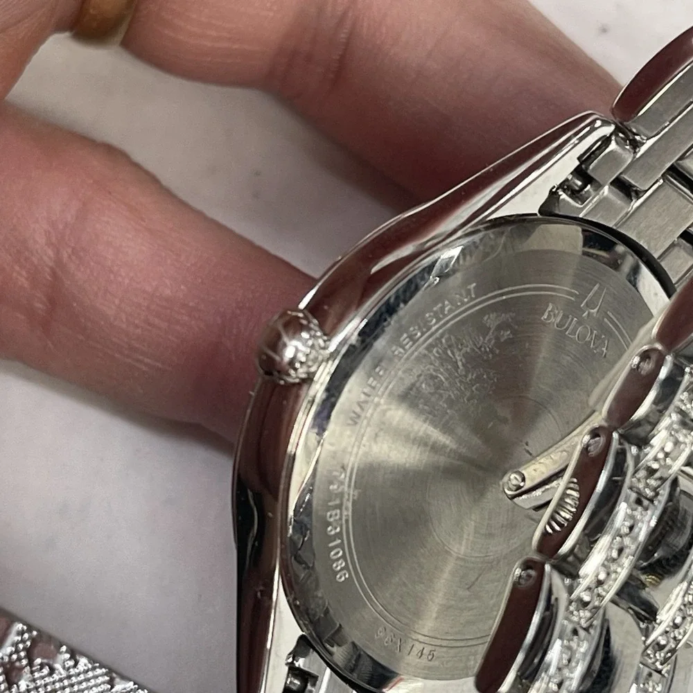 Bulova 96X145 Womens Watch 32mm MOP Dial Crystals Diamond Needs Battery 7.75